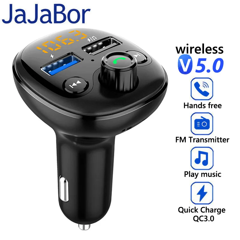 Автомобильный беспроводной fm-передатчик JaJaBor Bluetooth 5 0 Handsfree call Car Kit Audio MP3 Player QC3.0 Quick
