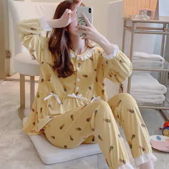 

Spring Women Pajamas Set Cotton 2019 Autumn Maternity Set Clothes Loose Casual Women Nursing Pyjamas Suit Pregnant Sleepwear