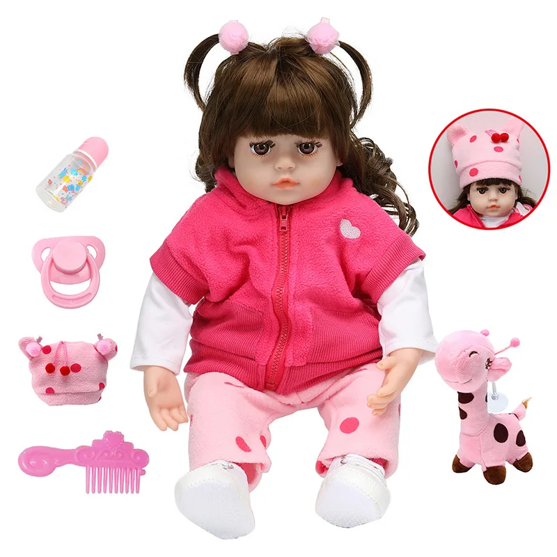 

48CM Baby Reborn Doll Silicone Reborn Baby Doll Adorable Lifelike Toddler Bonecas Girl Menina Doll Toys For Kids Birthday Gift