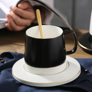 

Nordic Ceramic Coffee Cups Gold Rim Tea Cup Saucer Set Porcelain Creative European Design Tazas Originales Crockery Cups AC50CU