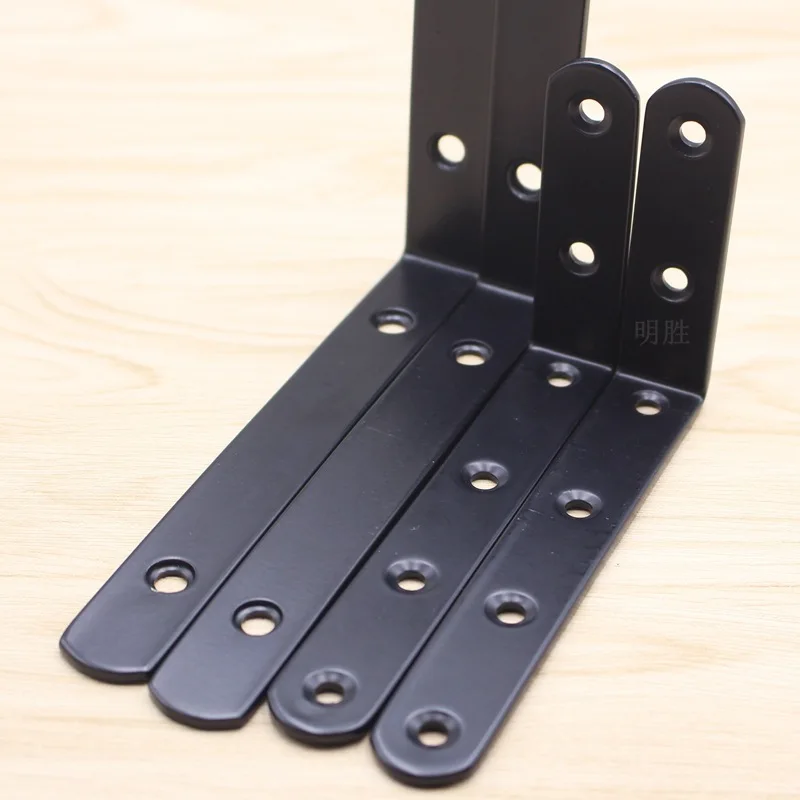 Support D'angle En Acier Inoxydable 304 Noir - Longueur 31 à 80mm, 4 Trous Par Branche - Carbolts