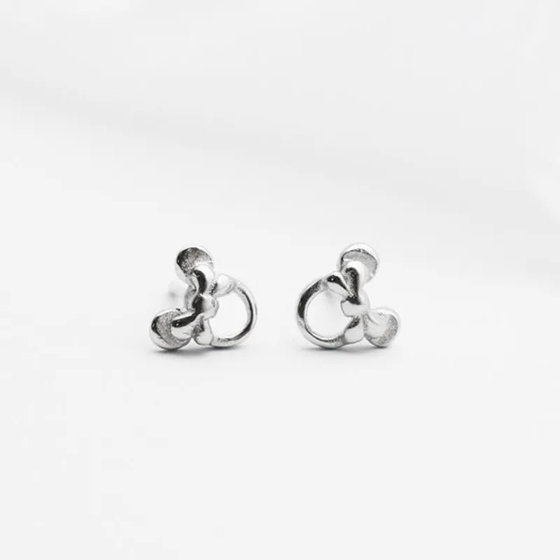 A Minnie Disney S925 серьги из чистого серебра жемчужные серьги Микки серьги в виде мышей Мультяшные сережки простые антиаллергенные Игрушки для девочек подарок - Цвет: A Minnie
