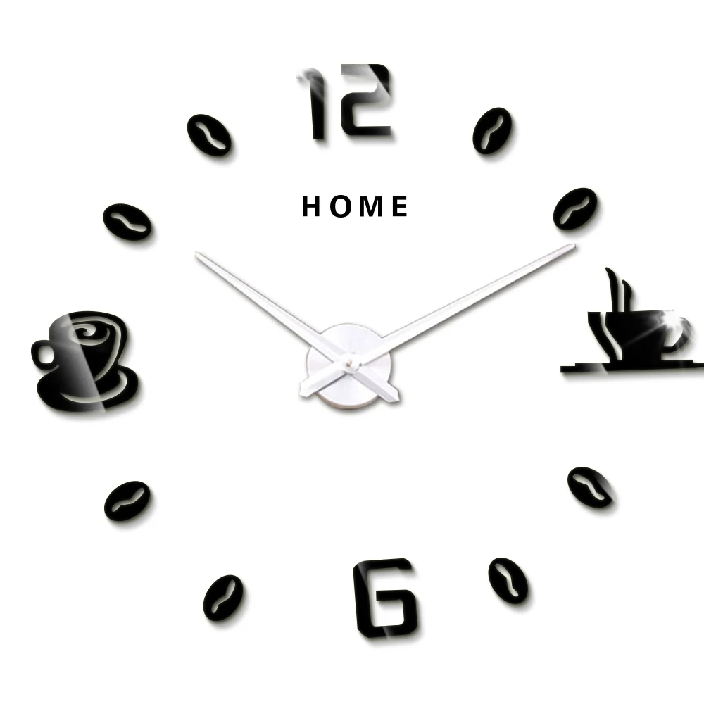 Horloge Murale 3 D Noir FLEXISTYLE Tasse Temps pour caf/é Moderne de Cuisine