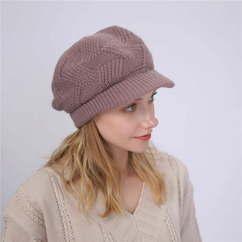 As photo shows Womens Girl Beret Hat Casual Warm Knit Hair Short Brim Fall Winter Snow Cap Fashion Slouchy Baggy Knitted Beanie Hats NEW - Цвет: As photo shows