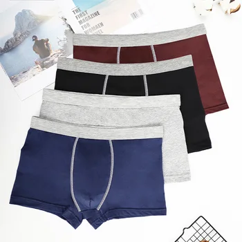 

2020 Boxershorts Elastic For Men Cotton Men's Flat Underpant 3D Seamless Sexy Mid Waist Fatty Pants 2XL - 6XL Quartet Underwear