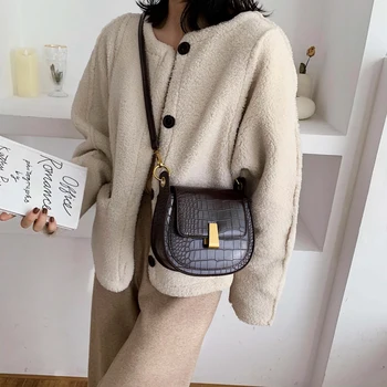 

Stone Pattern Pu Leather Saddle Bags For Women 2020 Fashion Mini Crossbody Messenger Bag Female Travel Handbags