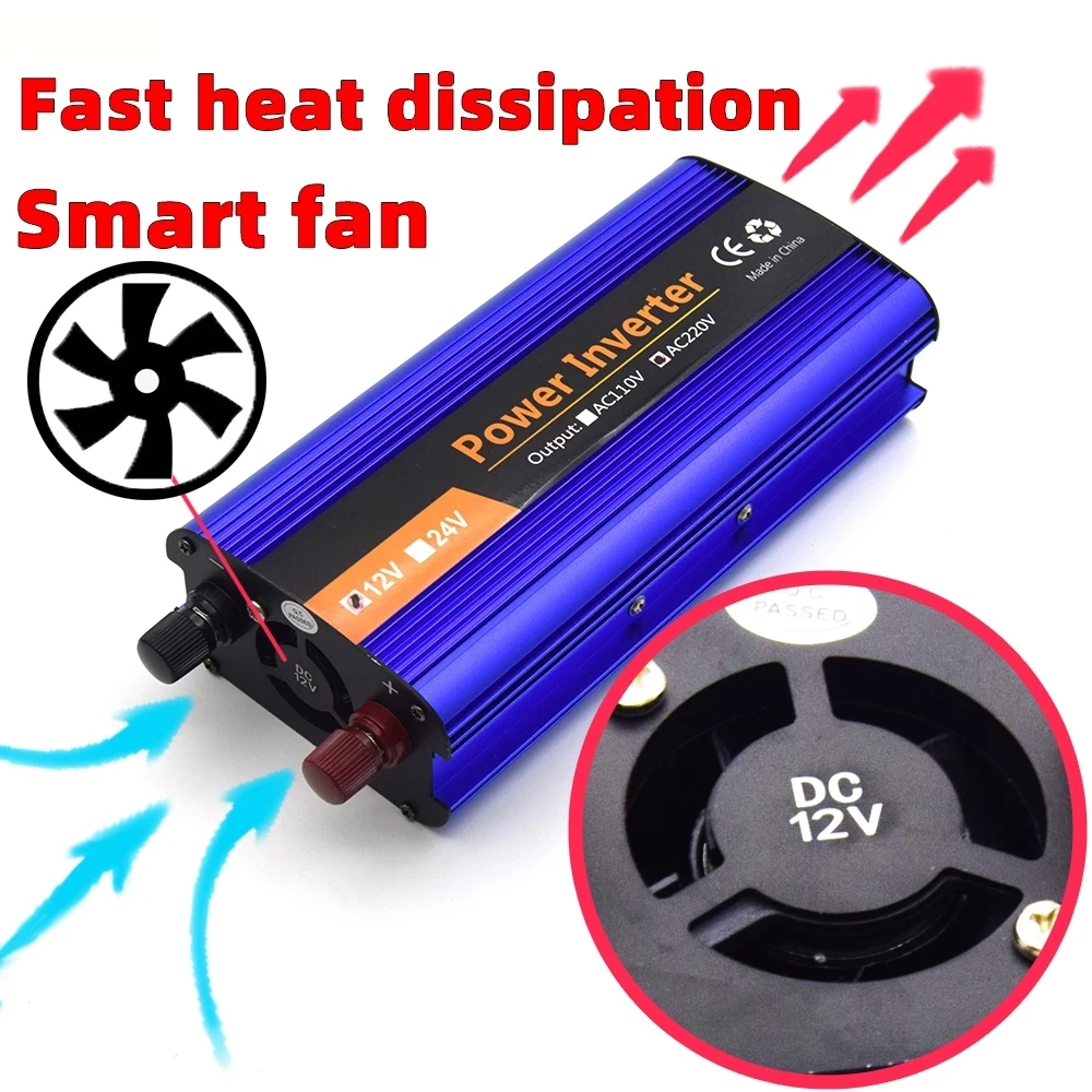 수정된 사인파 전압 변압기 태양광 인버터, DC12V 에서 AC 220V 변환기, LED 디스플레이, 12V, 24V, 36V, 48V, 220V, 1000W, 2400W