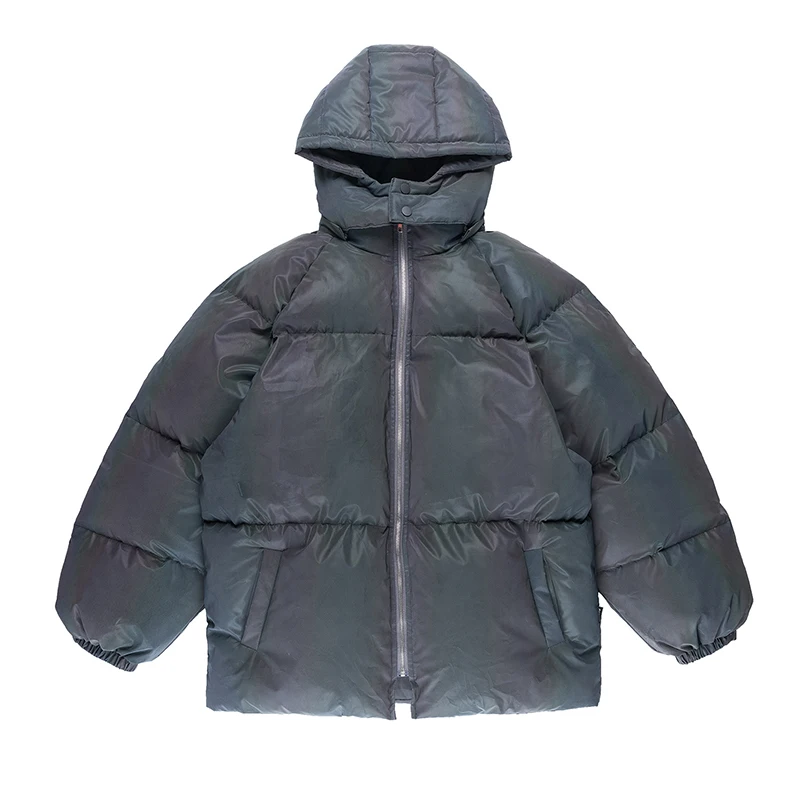 ABOORUN мужские 3M Светоотражающие куртка и пальто для девочек в стиле «хип-хоп», цветные зимние парки Японская уличная одежда модная куртка-штормовка для девочек для мужчин - Цвет: black