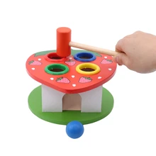 Деревянная игрушка стук мяч удара платформы детские головоломки дает детям мульти-фруктовый стук ребенка клубника стук мяч