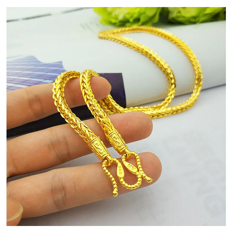 18k Yellow Gold Snake Bone Necklaces Pendant for Men Sand Gold Necklace Pendant Clavicle Fine Jewelry Wedding Birthday Gifts