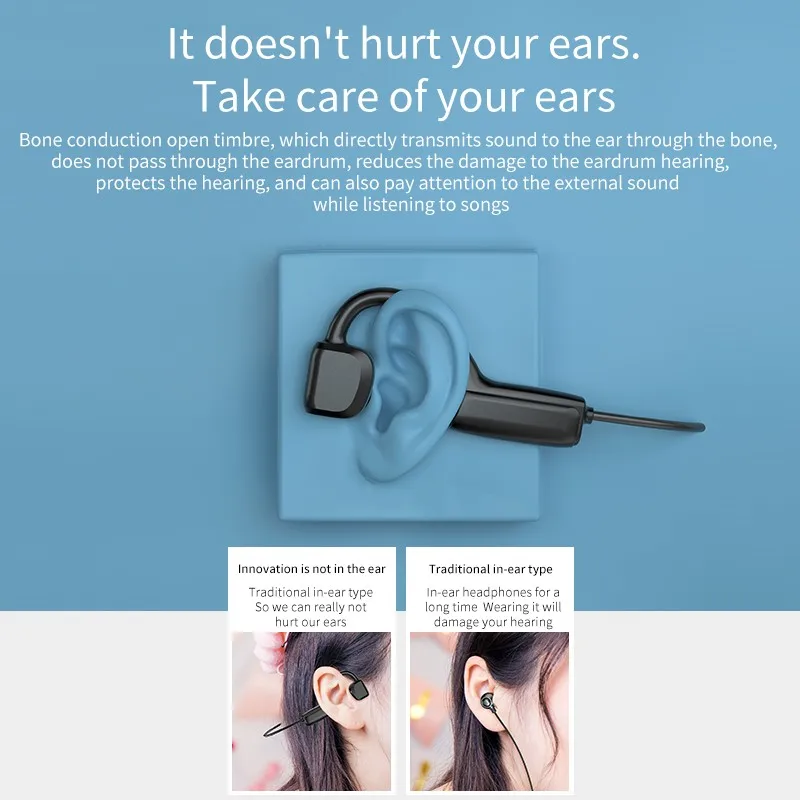 G1 Wireless Bluetooth Headphones Bone Conduction Earphone Outdoor Sport Headset with Microphone Headsets Black