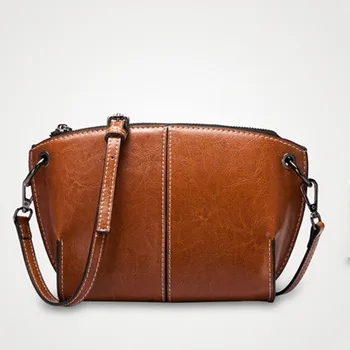 

Fashionable New Genuine Leather Lady Bag, Inclined Bag Lady-style Retro One-shoulder Shell Bag, 2019