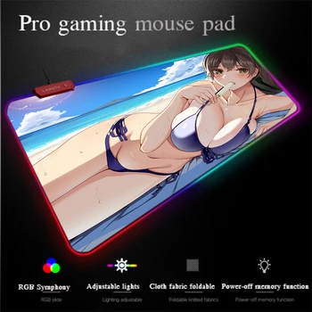 

Yuzuoan Anime Large Mouse Pad Sexy Bo Ba Bikini Girl USB LED Lighting Gamer Comfortable Control RGB Gaming Mouse Pad Wearable
