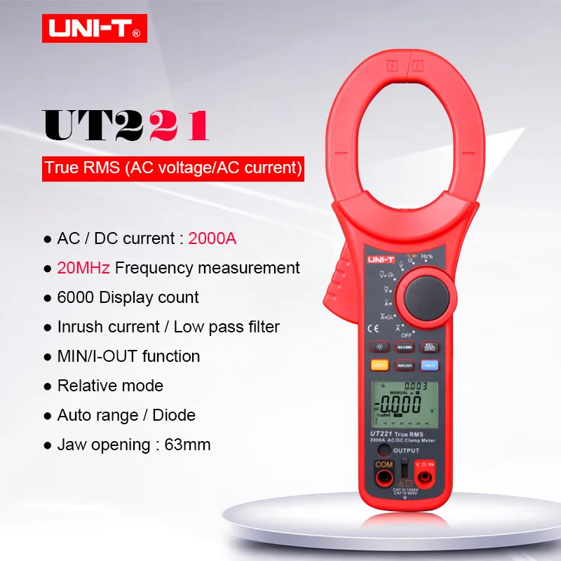 Цифровой мультиметр UNI T UT221 2000A цифровой измеритель тока напряжения
