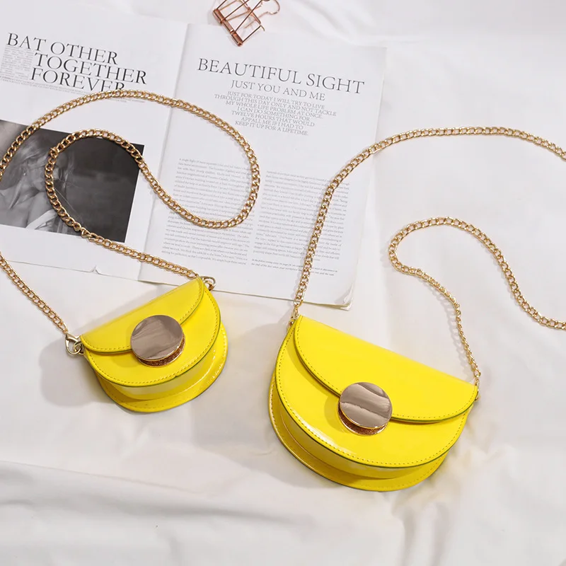 

New Arrival Textured Bag GIRL'S 2019 Korean-style Patent Leather Bag with Chain Mini Crossbody Bag Women's Bags