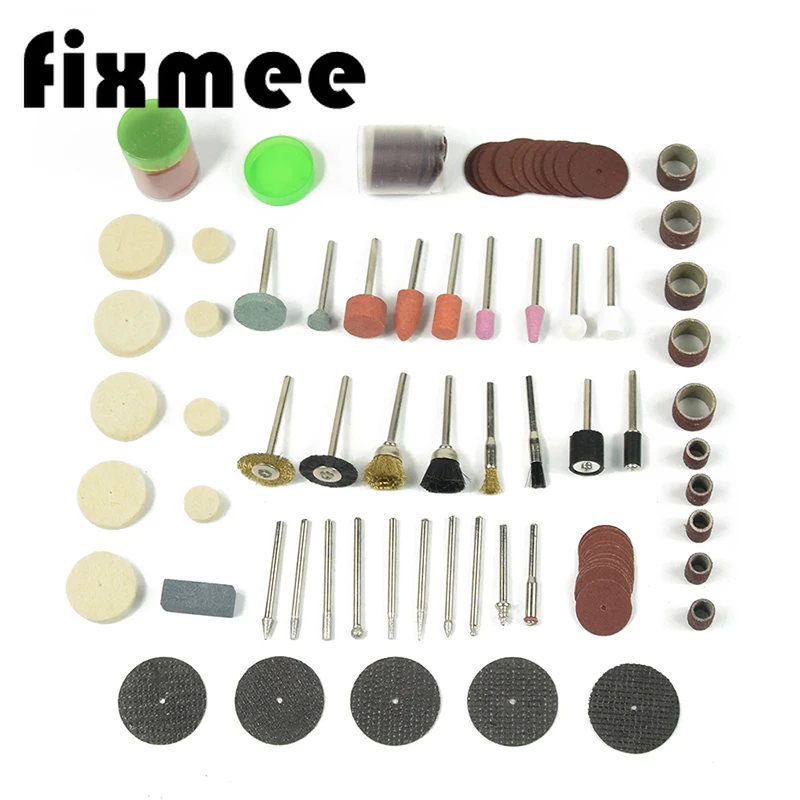 Fixmee 100 шт. роторный инструмент Аксессуар Набор бит Костюм Dremel 1/" хвостовик шлифовальный Полировка Для роторного станка
