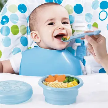 

1 Set Silicone Folding Bowl Portable Baby Feeding Tableware Baby Bowls Feeding Tableware Silicone Folding Bowl Set