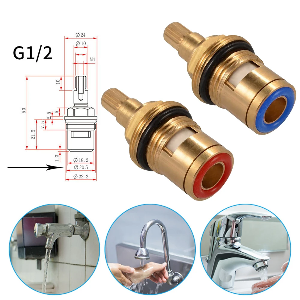 1 Uds 1/2 "20 dientes Universal reemplazo grifo válvulas de latón cartucho de cerámica interior grifo válvula para baño de grifo| - AliExpress