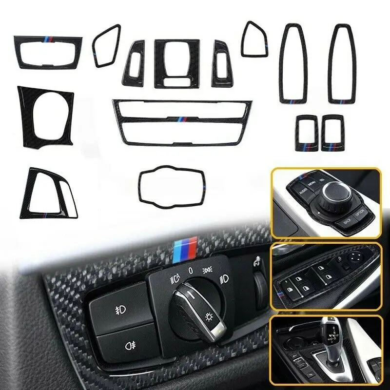 

Carbon Fiber Gear Shift Panel Interior Trim Sticker Sets For BMW 3 4 Series F30 31 34 F32 33 36