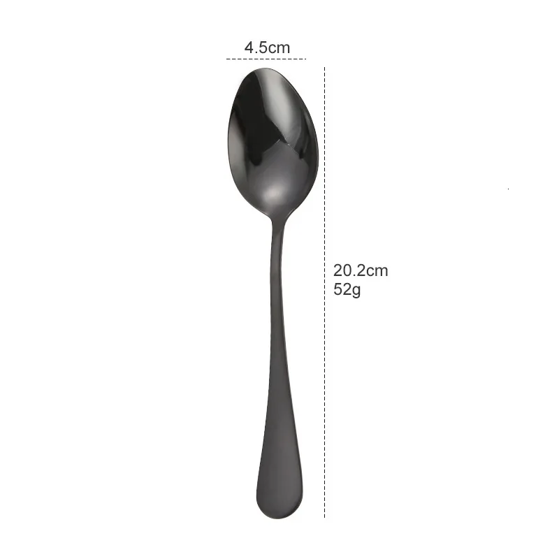 black spoon Набор золотых ножей с ложкой, набор золотых ножей для столовых приборов, наборы свадебных столовых приборов, вилки, ножи, ложки, столовые приборы для путешествий, набор столовых приборов, Прямая поставка - Цвет: black spoon