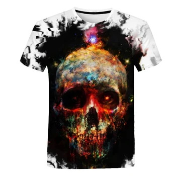 

Halloween Pumpkin 3D Print t shirt Men colorful skull funny Casual Harajuku Short Sleeve T-shirt new summer fashion o neck tops