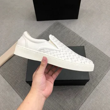 

Guangzhou Leather Men's Shoes Woven Leather Breathable Abrasion Resistant Rubber Flat Loafers Outdoor Leisure Wild