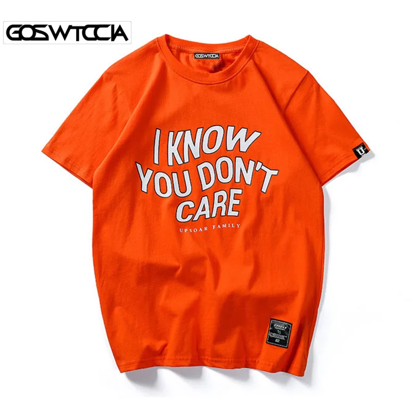 

GONTHWID I KNOW YOU DON'T CARE Print Short Sleeve T Shirts 2020 Men's Casual Cotton Streetwear Tops Tees Hip Hop Fashion Tshirts