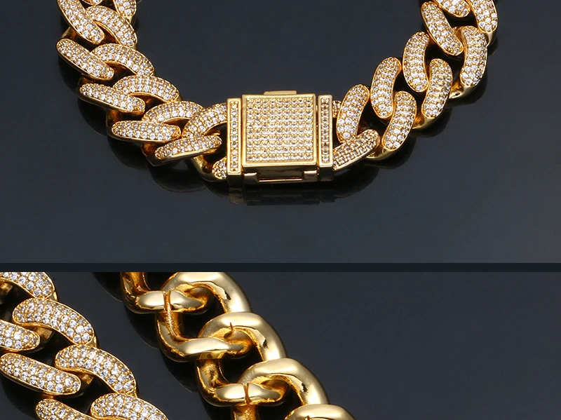 13 мм, ожерелье из латуни, кубинская цепь, Набор браслетов и ожерелье, горный хрусталь, мужские хип-хоп ювелирные изделия с подарочной коробкой, Прямая