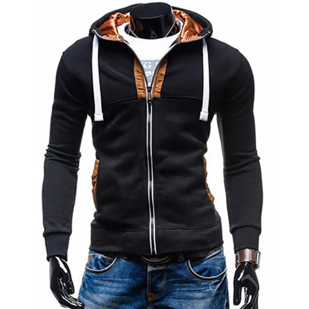 

Warm mens hoodies Autumn winter moletom solid color slim pullover Casual Cotton Sweatshirts for Male jacket Zipper coat 2018