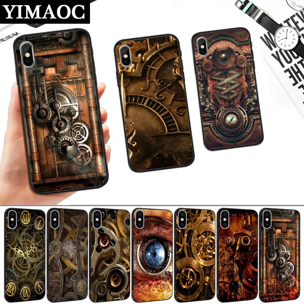

Steampunk Gears Silicone Soft Case for iPhone 5 5S 6 6S 7 8 11 Pro Plus X XR XS Max