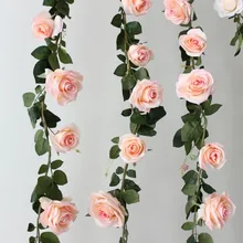 180 см Искусственный цветок розы плюща лоза Свадебный декор настоящий на прикосновение шелк цветы струны с листьями для дома Висячие гирлянды Декор