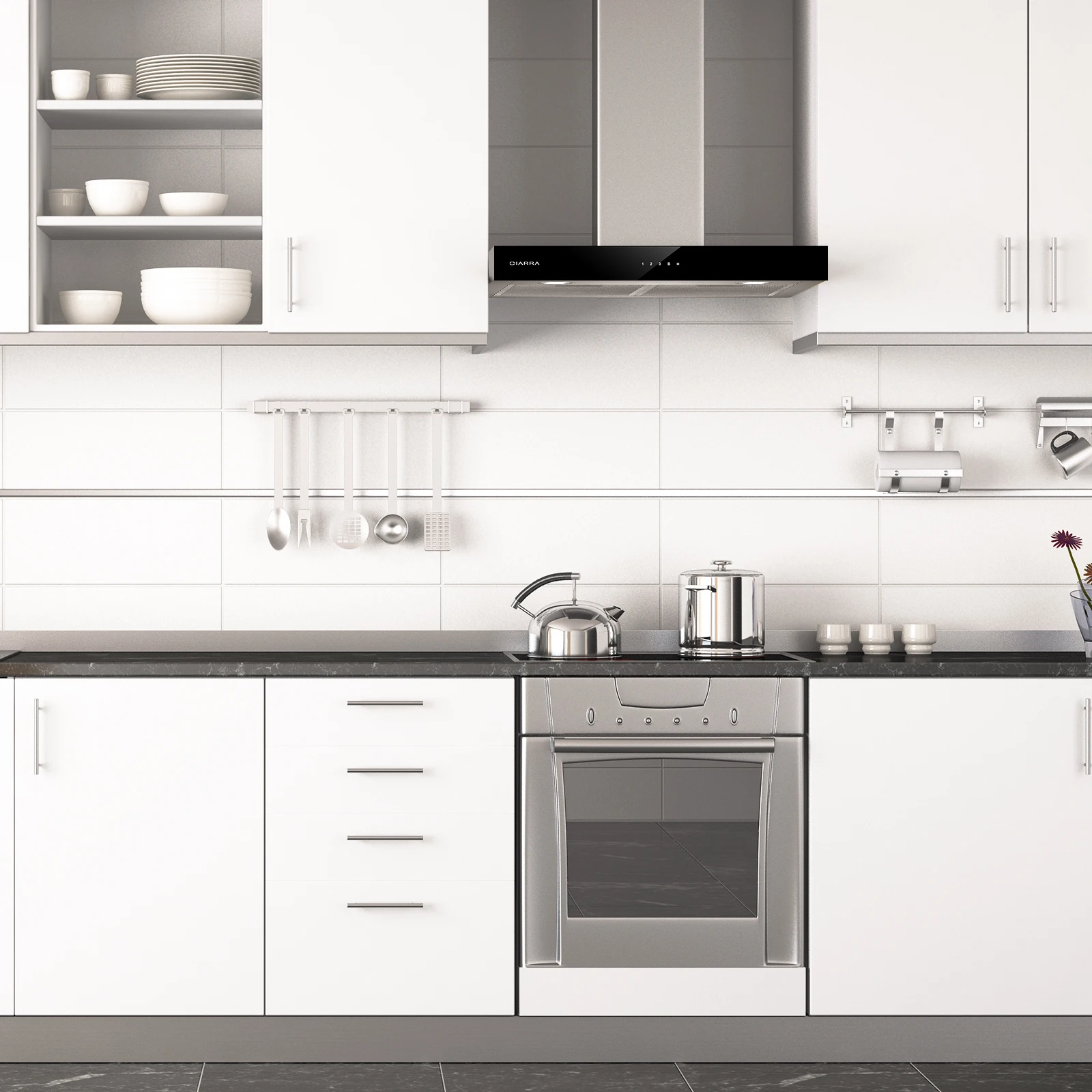 black recirculating cooker hood