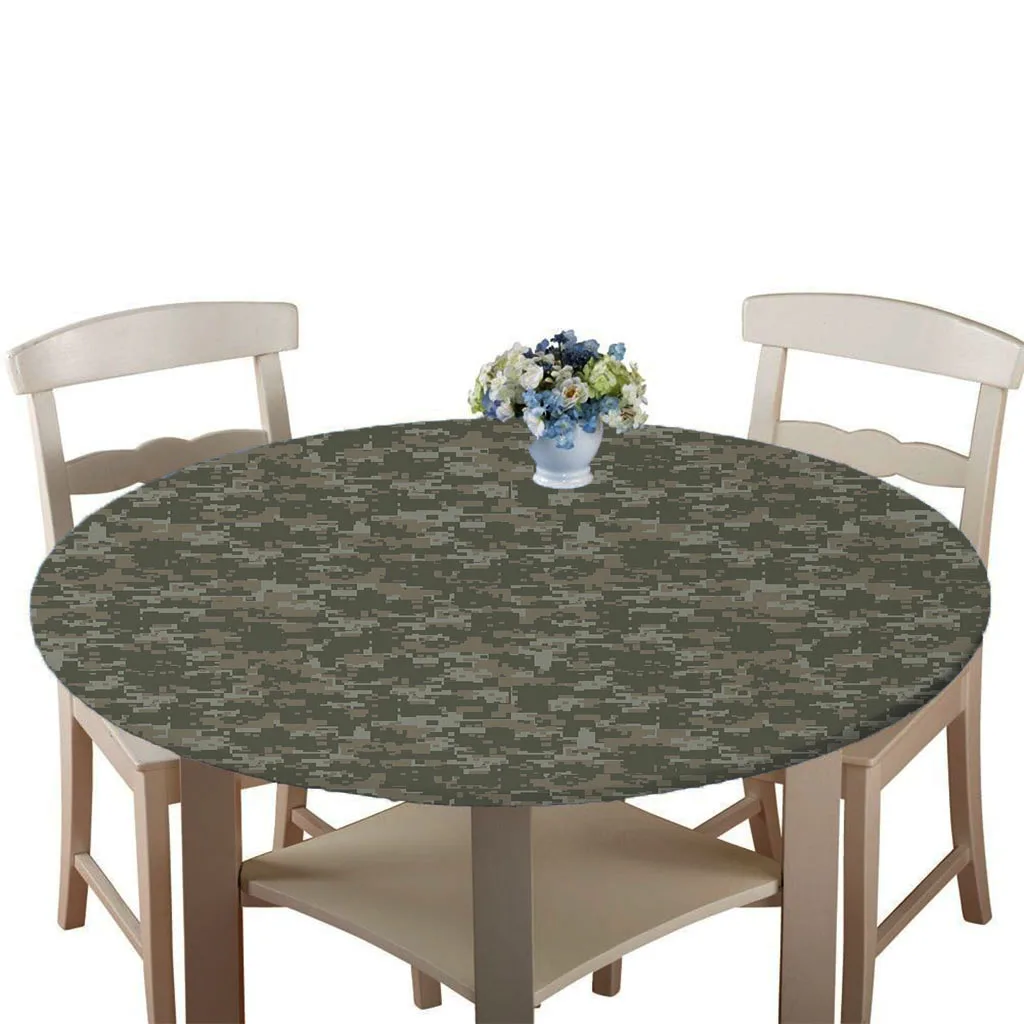 2x Rustic Wood Durable Vinyl Fitted Round Tablecover Table Cloth, 47' + 55' Dia