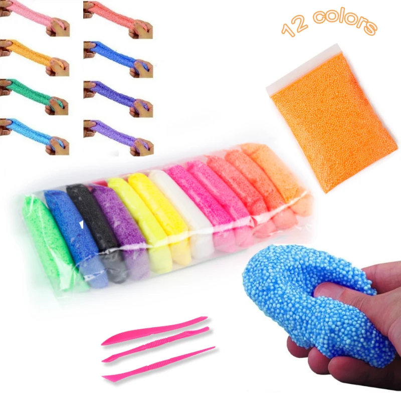

12 Colors Snow Mud Fluffy Foam Slime Stress Relief Non-toxic Kids Toy Clay for DIY Arts Crafts