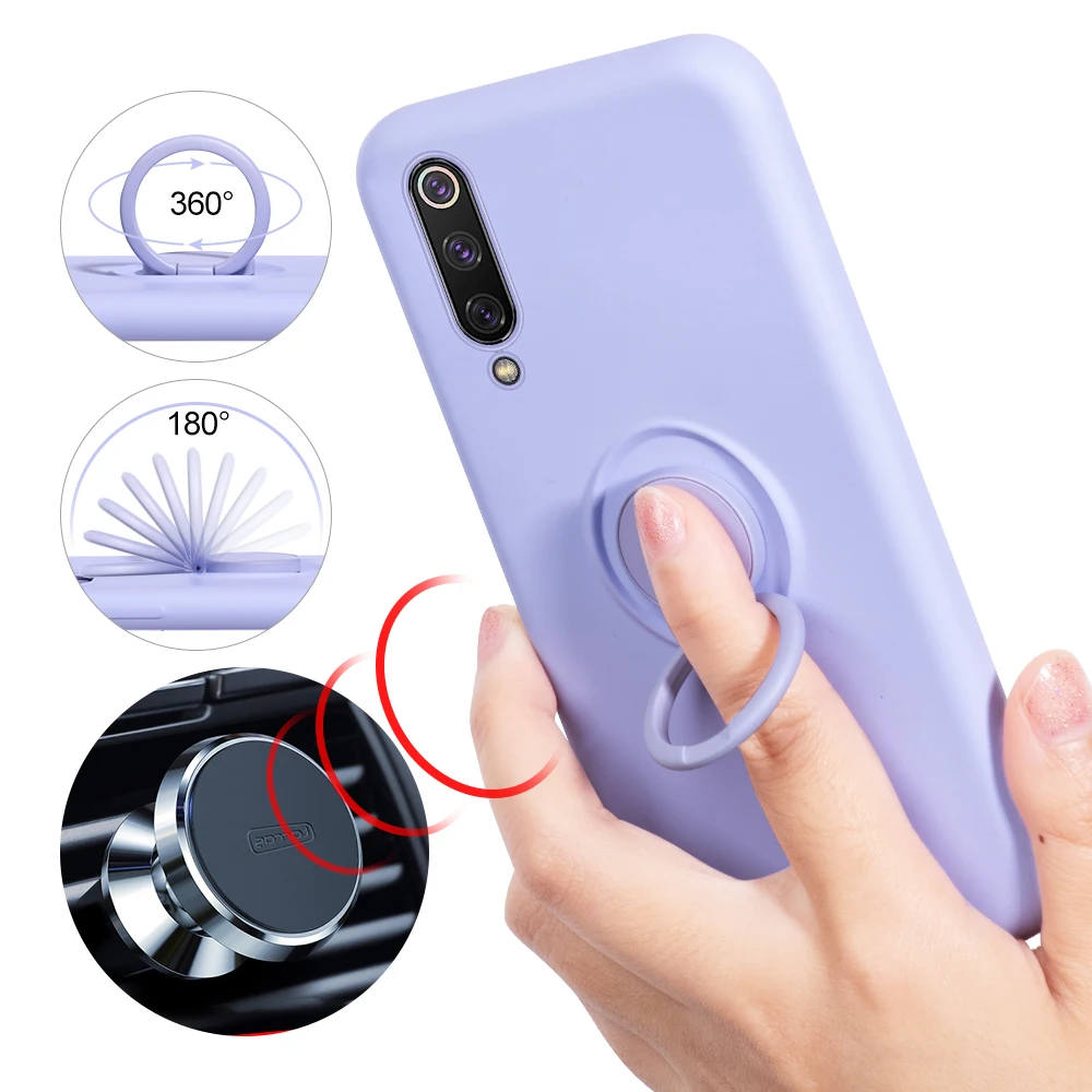 Силиконовый чехол для телефона Xiaomi Mi 9 t Pro SE Магнитный с кольцом-держателем пальца