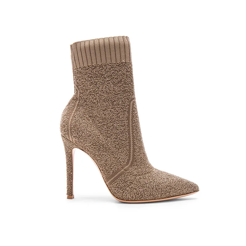 

Woman Shoes Autumn Winter 2018 Fly Knit Upper Design Your Own Brand Ladies High Heel Shoes Women Boots Fashion