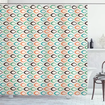 

Retro Shower Curtain Retro Style Fish Pattern Underwater World Aquatic Fun Joyful Bathroom Decor Set with Hooks 84" Long Extra