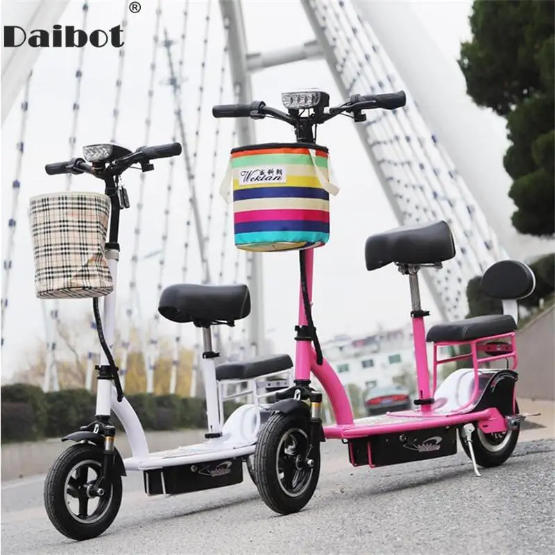 Ladies Women Mini Electric Bike 2 Wheels Electric Bicycles Folding Electric Scooter 350W 10AH 25KM/H