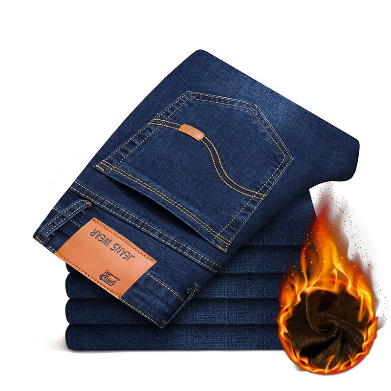 Ceny AIRGRACIAS 2019 nowych mężczyzna ciepłe dżinsy wysokiej jakości znane marki zima Denim dżinsy zagęścić polarowe mężczyźni dżinsy długie spodnie 28 44