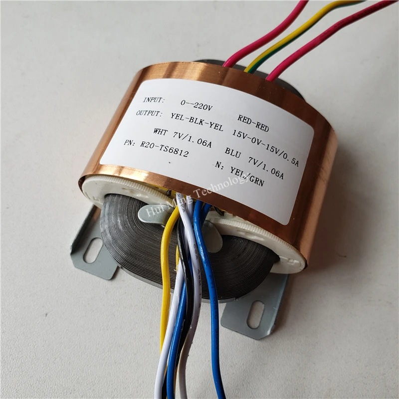 Escudo de Cobre para Fonte de Alimentação Transformador r Núcleo R20 30va Personalizado 220 – 230 Pré-amplificador 15v-0-15v 0.5a 2*7 v 1.06a