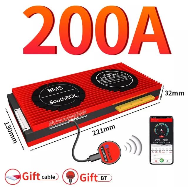 Smart BMS 4S LiFePo4 12V 24V 36V 48V 30A~500A Li-Ion LTO 3S 7S 8S 10S 12S 13S 16S 24S bms balance board bluetooth APP for solar 200A
