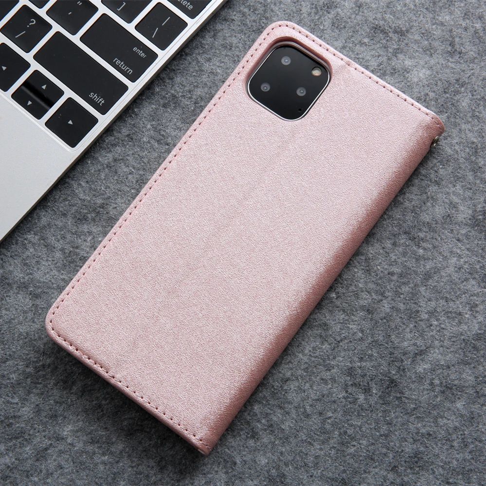 Чехол для iPhone 12 кожаный Шелковый Магнитный флип чехол 11 Pro Max 7 8 Plus X XR XS SE2 с