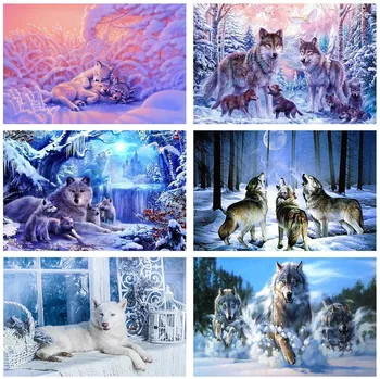 

RAILONCH 5D Diamond Painting Kit DIY Animal Cross Stitch Diamond Embroidery Wolf Full Drill Diamond Mosaic Decorative paintings