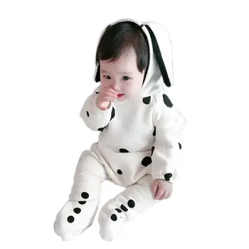 

0-3 Years Baby Girls Clothing Dot Baby Rompers + Sock Suits Autumn Winter Cute White Newborn Infant Outfits Boy Girls Babies Set