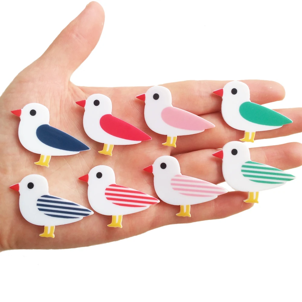 

50pcs 40*28MM Cartoon 8 Colors Seagull Flatback Resins Hair Bow Multicolor Bird Planar Resin for DIY Home Decoration Accessories