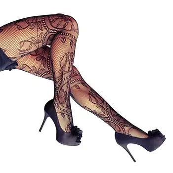 

Hot Koop Vrouwen Lady Sexy Kant Bloem Lange Kousen Panty Hoge Elastische Hollow Panty Zwarte Kousen Mesh Netkousen