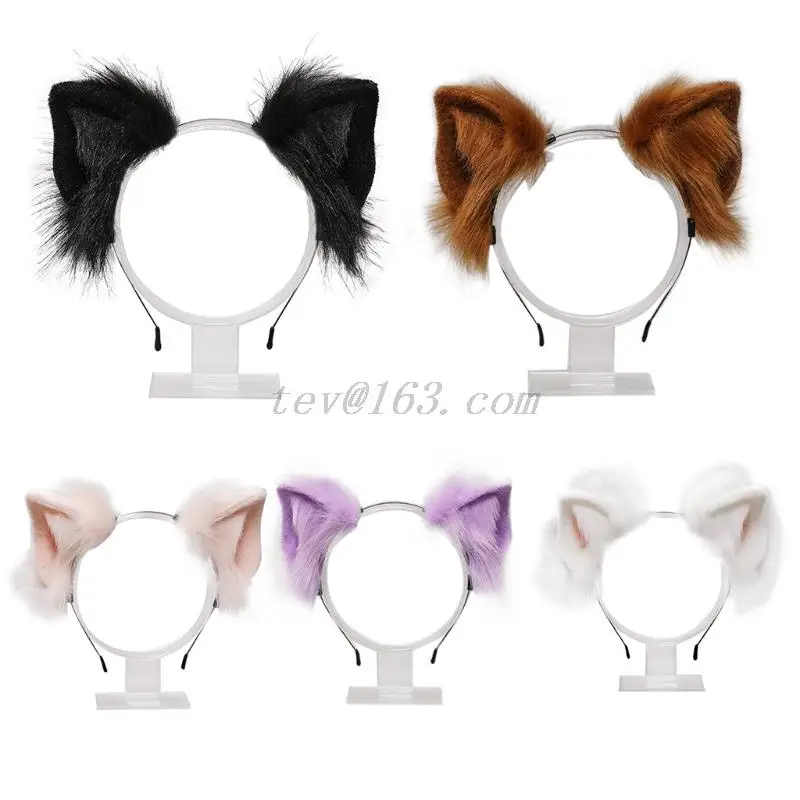 Lovely Animal Faux Fur Wolf Ears Headband Realistic Furry Fluffy Hair Hoop Lolita Anime Masquerade Cosplay Costume wonder woman costume