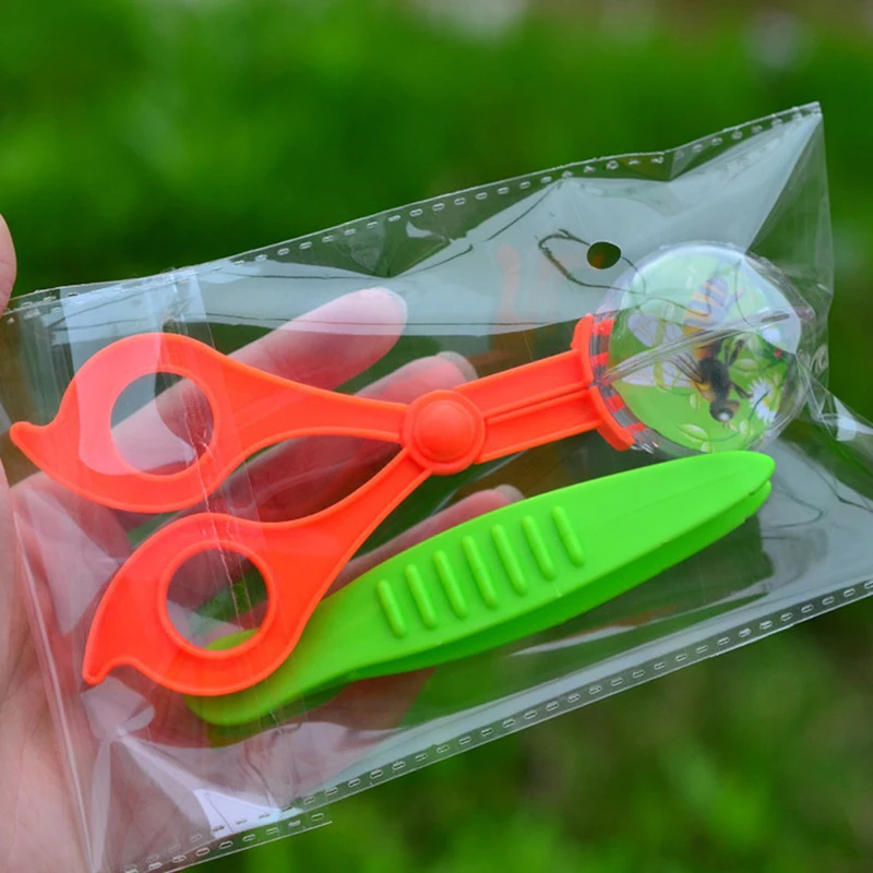Children School Plant Insect Biology Study Tool Set Plastic Scissor Clamp Tweezers Cute Nature Exploration Toy Kit For Kids