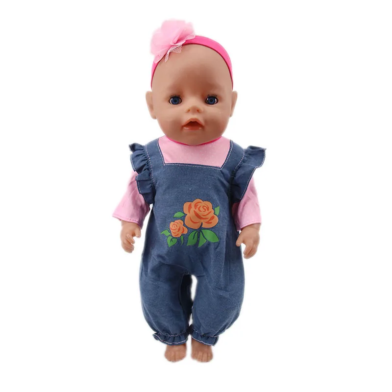 43cm 2Pcs/Set Baby Doll Denim Clothes Shirts + Pants Unicorn Duck Whale Dogs Toy