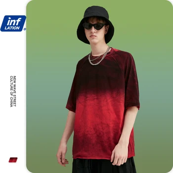 

INFLATION Men Red Tie Dyed T-shirt Men Funny t shirts Tie Dyed Men Loose Fit T shirt Streetwear Men Oversized T-shirt 1119S20